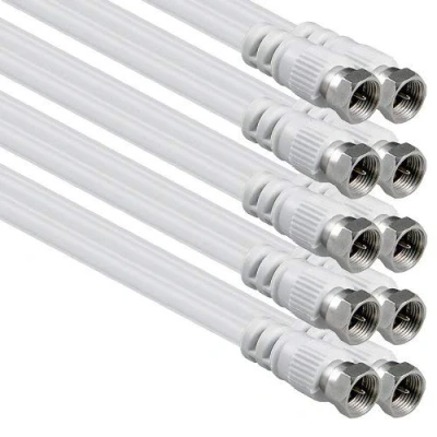 Immagine di 1aTTack.de Cavo per Antenna con connettore coassiale F da Maschio a Femmina, Doppia, Tripla o quadrupla schermatura, 75 Db /85 / 100 110 120 125 Bianco 1,5 m