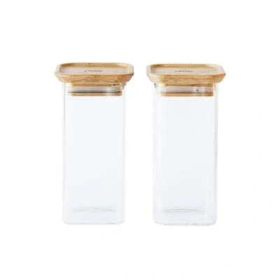 Immagine di Pebbly Set 2 contenitori da 320ml in vetro e bambù