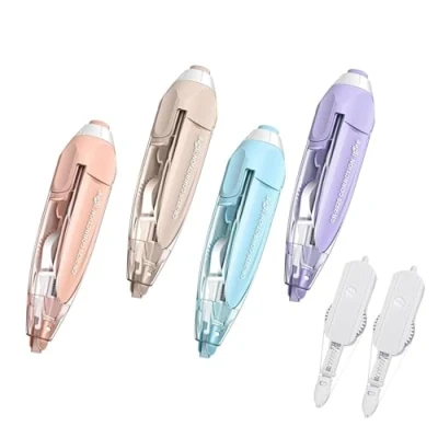 Immagine di FANNAS Correttore a Nastro 4 Pezzi Bianchetto con 2 Nucleo Sostituibile, 6 m x 5 mm Colla Roller per Coprire Errori, Subito Riscrivibile Bambini Studenti