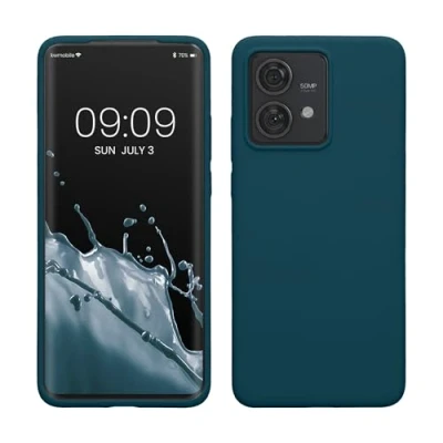 Immagine di kwmobile Cover per Motorola Edge 40 Neo Custodia Back Case Smartphone in Silicone TPU Protezione Gommata petrolio