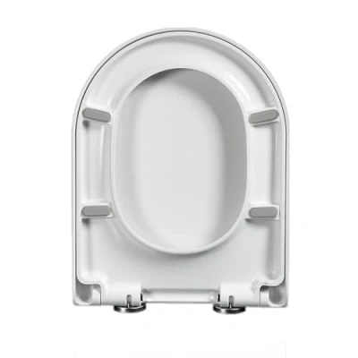 Immagine di Giural Copriwater A Forma D Sedile WC, Copri Wc Con Chiusura Ammortizzata, Tavoletta Funzione Di Sgancio Rapido, D, in PP, Bianco,34 * 42cm