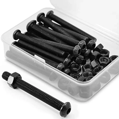 Immagine di (20 Set) M6 x 40mm Viti e Dadi Vite Testa Bottone Brugola in Acciaio al Carbonio Nero