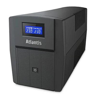 Immagine di Atlantis A03 HP2003 Gruppo di Continuità Onda Sinusoidale Pura 1500VA 900W Line Interactive, display LCD, porta USB HID, 3 uscite IEC + 2 prese Schuko cavo alim, batterie 12V 9Ah, protezione RJ45