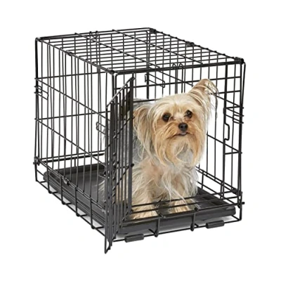 Immagine di MidWest Homes for Pets Gabbia per cani iCrate a porta singola, lunga 45,72 cm, con vaschetta tenuta stagna, piedini protettivi, pannello divisorio e caratteristiche brevettate, nero, mod. 1518