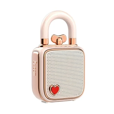 Immagine di Divoom Love Lock, altoparlante Bluetooth, piccolo portatile, wireless, stereo pairing retrò, decorazione da scrivania, per ragazze, rosa