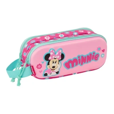 Immagine di Safta Minnie Mouse 3D astuccio doppio 3D, per bambini, ideale bambini in età scolastica, comodo e versatile, qualità resistenza, 21 x 6 8 cm, colore Rosa, Estándar, Casual