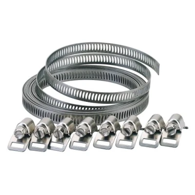 Immagine di Draper Set di fascette stringitubo larghe, da 8 a 12 mm larghezza, 3 m, presa rapida, morsetti tensionamento, 55591