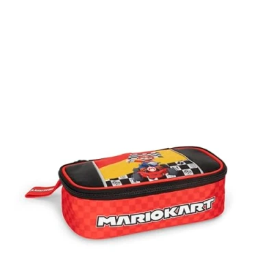 Immagine di Mario KART Astuccio Scuola Ufficiale Kart, Ovale per Bambini, Ideale Riporre la Cancelleria, con Divisorio Interno Passanti Elastici e Pratica Chiusura a Zip, 22x7,5Hx11 cm