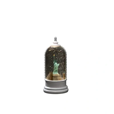 Immagine di Konstsmide Palla di neve natalizia a LED, statua della libertà, con funzione rotante, monumenti New York, riempita d&#039;acqua, timer da 5 ore, funzionamento batteria e USB, per interni, 3 x C