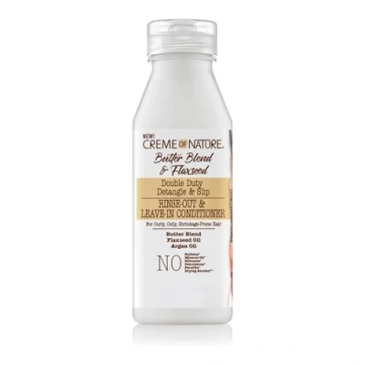 Immagine di Creme of Nature, Butter Blend &amp; Flaxseed, Balsamo Ammorbidente, Con o Senza Risciacquo, Nutre, Districa e Allunga i Ricci, Trattamento per Capelli Crespi Afro, Solfati Siliconi, 354ml