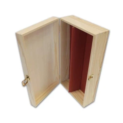 Immagine di PZ 1 SCATOLA VINO IN LEGNO DI PINO NATURALE (2 BOTTIGLIE) CASSETTA PORTA BOTTIGLIE BOX FOR BOTTLES CONTENITORE PORTABOTTIGLIE