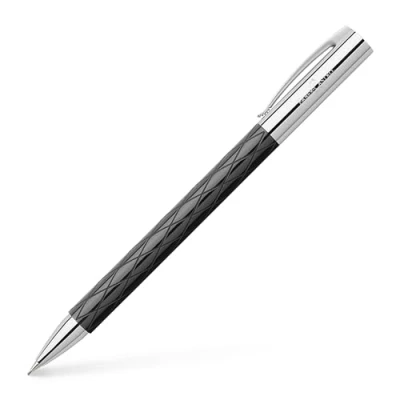 Immagine di Faber Castell 138900 Matita meccanica AMBITION in resina preziosa a forma di rombo, mina: 0,7 mm, confezione regalo inclusa, colore fusto: nero / argento