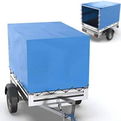 Immagine di Tarpofix® Telo impermeabile alto 256x145x135 cm incl. corda per teloni Telone occhiellato in robusto materiale pvc vari modelli di rimorchio auto da 750 &amp; 1000kg