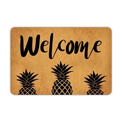 Immagine di zerbino con scritta &quot;Welcome Ananas&quot; in gomma antiscivolo, divertente per interni ed esterni, 59,9 cm (larghezza) x 39,9 (lunghezza)