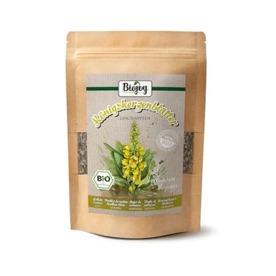 Immagine di Biojoy Foglie di verbasco BIO (100 g), essiccate e tritate, Tè ai verbasco, per preparare il infusione (Verbascum tapsus)