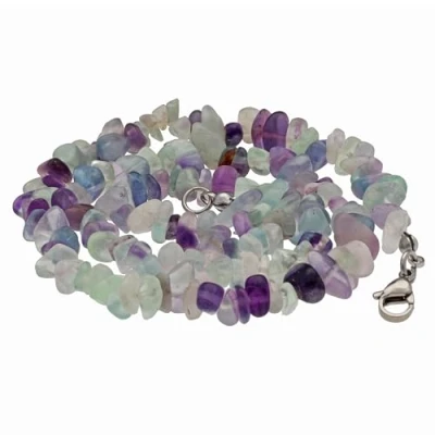 Immagine di Lebensquelle Plus Collana in fluorite con pietre preziose, 45 + 5 cm, argento 925, chiusura a moschettone, Acciaio inossidabile,