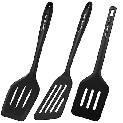 Immagine di Pfannenwender Kunststoff, 3 er Set Hitzebeständiger Silikon Geschlitzt Spatel BPA Frei, Spülmaschinengeeignet Küchenhelfer Kochgeschirr Turner Antihaft Spachtel zum Kochen, Backen, Flip