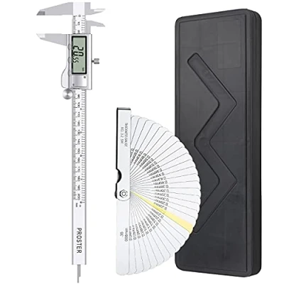 Immagine di Proster Calibro Digitale Frazione/Pollice/Metrico 200mm con Spessimetro Feeler Gauge 32 Pale 8&quot; a Corsoio Elettronico LCD Display Misuratore Lunghezza Larghezza Profondità Diametro