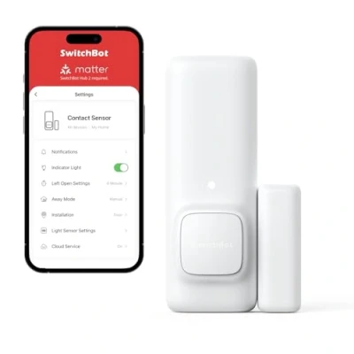 Immagine di SwitchBot Sensore di contatto intelligente per allarme porte e finestre, wireless, la sicurezza domestica, compatibile con Alexa utilizzando Hub