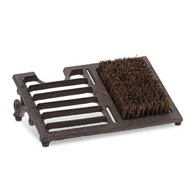 Immagine di Relaxdays Spazzola per Scarpe, Raschietto Esterni, Ghisa con Spazzoline, Boot Cleaner Outdoor in Design Antico, Marrone, 1 pz