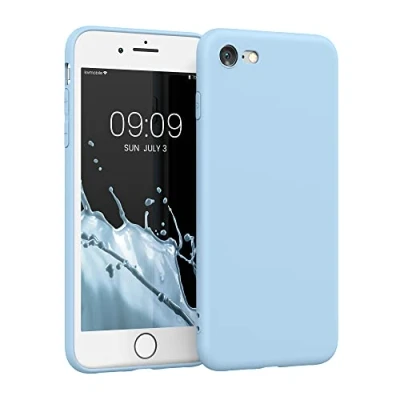Immagine di kwmobile Custodia Compatibile con Apple iPhone SE (2022) / (2020) 8 7 Cover Back Case per Smartphone in Silicone TPU Protezione Gommata blu chiaro matt