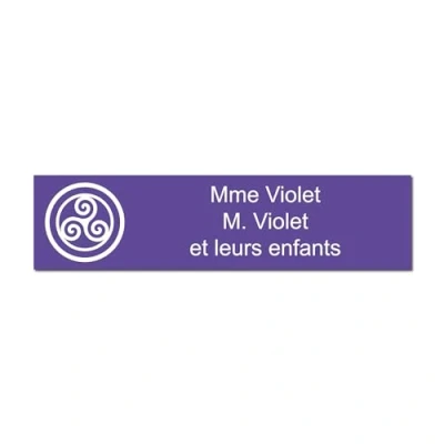 Immagine di Targhetta per nome e numero cassetta postale Triskel autoadesiva, 10 x 2,5 cm, personalizzata da 1 a 3 righe, colore: Viola