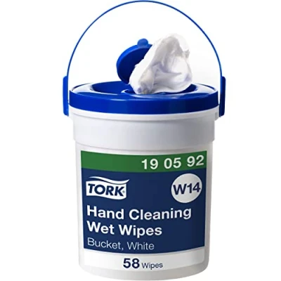 Immagine di Tork salviette umidificate con secchio dispenser, 190592, 1 x 58 W14, ply, Bianco