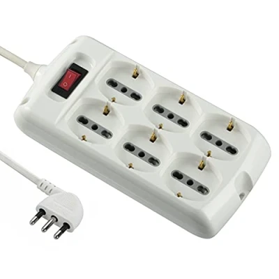 Immagine di Electraline 62060 Multipresa 6 Posti Polivalenti Schuko + 10/16A con Interruttore e Cavo, Bianco, 1.5 m