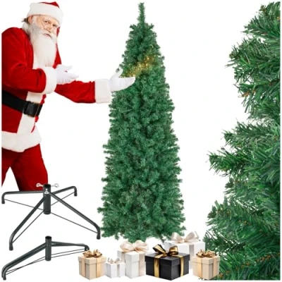 Immagine di tectake® Albero di Natale Artificiale, Realistico con Aghi in PVC, Supporto Legno, Ideale per Decorazioni Casa Moderna Verde, 150 cm / 562 punte