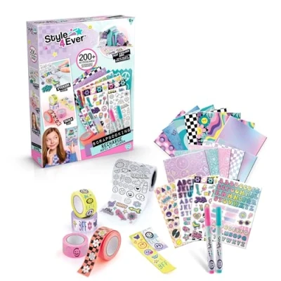 Immagine di Canal Toys Kit per scrapbooking, oltre 200 accessori inclusi, ore di divertimento creativo, scarto e personalizza il tuo taccuino preferito, adesivi, nastro, stencil, infinite possibilità