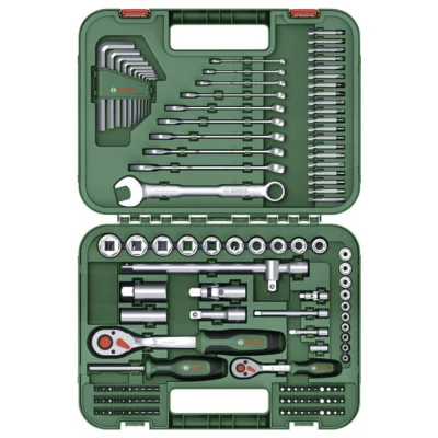 Immagine di Bosch set Advanced utensili man. 132 pz. (set impieghi di fissaggio gravosi; mat. alta qual.; design ergon.; chiavi, chiavi a brugola, cricchetti, cacciavite; accessori)