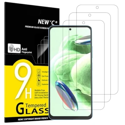 Immagine di NEW&#039;C 3 Pezzi, Vetro Temperato per Xiaomi Redmi Note 12 5G /4G, Pellicola Prottetiva, Senza Bolle, Durezza 9H, 0,33mm Ultra Trasparente, Resistente