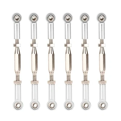 Immagine di Tbest RC Tie Rod, set di tiranti servo link regolabili in lega alluminio 6pcs 81mm Per auto giocattolo 1/10(argento) Accessori Prestazioni