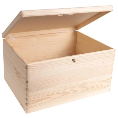 Immagine di Creative Deco Grande Scatola in Legno con Chiave, di Stoccaggio 40 x 30 24 cm Coperchio per Decorare Senza Maniglie Perfetta Documenti, Oggetti Valore, Regalo Natale