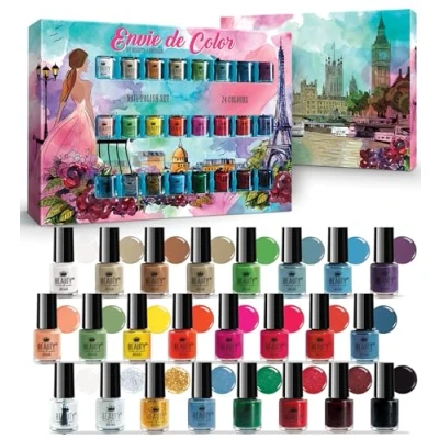 Immagine di Set Smalto &quot;Envie de Color&quot; Collezione Completa di 24 Colori Brillanti, Perlati, Pastello e Classici in una Scatola da Designer (Set #A)