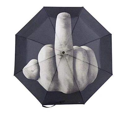 Immagine di Ombrello antivento con design unico e dito medio compatto