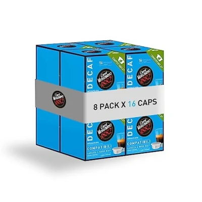 Immagine di Caffè Vergnano 1882 128 pz Capsule Compatibili Lavazza A Modo Mio Compostabili, Decaffeinato ( 8 confezioni da 16 capsule)