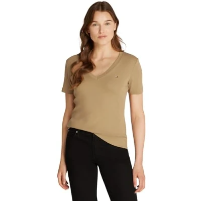 Immagine di Tommy Hilfiger NEW SLIM CODY Tshirt con stampa, Donna, Taglia: Small, Safari canvas