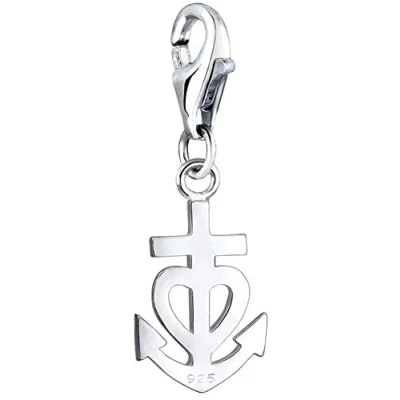 Immagine di Nenalina Ciondolo a forma di ancora in argento Sterling 925, per donna, fede amore, speranza, adatto tutti i comuni braccialetti e ciondoli colore argento, 0401219