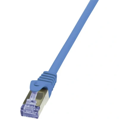 Immagine di LogiLink CQ3016S RJ45 cavo di rete, patch CAT 6A S/FTP 0.25 m Blu Ritardante fiamma, con protezione 1 pz.
