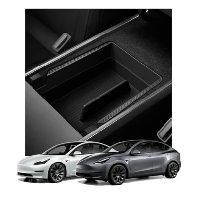 Immagine di Spigen Tesla Model Y 3 2021 2023 Console Centrale Organizer Bracciolo, Vano Portaoggetti per Bracciolo Carbon Edition
