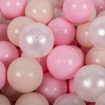 Immagine di KiddyMoon 100 Palline/7Cm Palline Morbide Colorate Per Piscina Bambini Fatto In EU, Beige Pastello/Rosa Chiaro/Perla