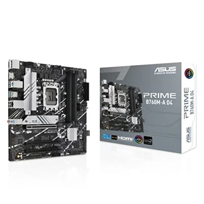 Immagine di ASUS PRIME B760M A D4 CSM Scheda madre Intel B760, LGA 1700, mATX, DDR4, PCIe 5.0, 2 slot M.2, WiFi 6E, USB 3.2 Gen 2, Type C, Nero