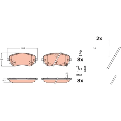 Immagine di TRW GDB2551 Kit pastiglie freno con segnalatore acustico usura accessori FIAT: Tipo Hatchback, Station Wagon, Sedan