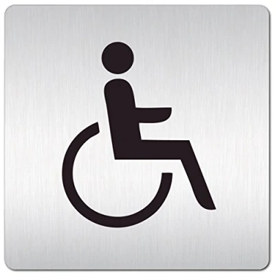 Immagine di Targhe per porte, 125 x mm, &quot;sedia a rotelle, WC disabili&quot; stabili realizzate in materiale di alluminio massiccio da 1,5 mm