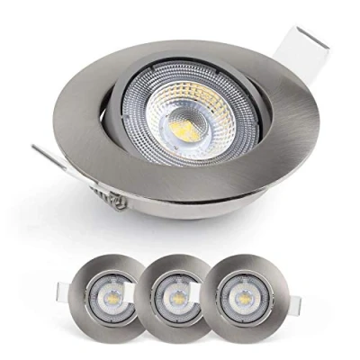 Immagine di EMOS Faretti LED da incasso per Cartongesso 5W / 450 Lumen soffitto 3000K Luce Bianco caldo Set di 3 pezzi Spot Orientabili a 50, Rotondi e Ultra Piatti in argento