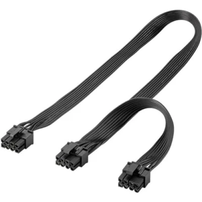 Immagine di goobay 60000 cavo di alimentazione 8 pin Femmina a Dual 6+2 Maschio per PCIe, il collegamento due schede grafiche da 6 e pin, PCI Express, alimentazione,