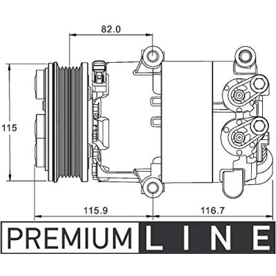 Immagine di MAHLE ORIGINAL ACP 1332 000P Compressore Aria Condizionata 7VS16ic 12V PAG 46 YF R1234yf, R134a con anello tenuta senza vite spurgo olio