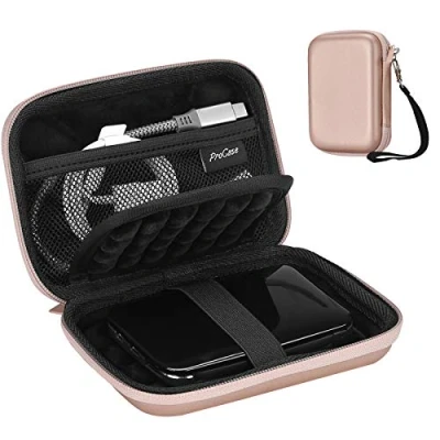 Immagine di ProCase custodia rigida esterna da 2,5&quot;, protettiva per WD, Toshiba, Canvio, Seagate, Samsung SSD HDD, portatile antiurto 2,5&quot; con scomparti carte e accessori, colore: rosa