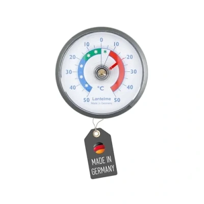 Immagine di Lantelme Termometro autoadesivo per frigorifero, adatto anche congelatore, da incollare, bimetallico e analogico (grigio)